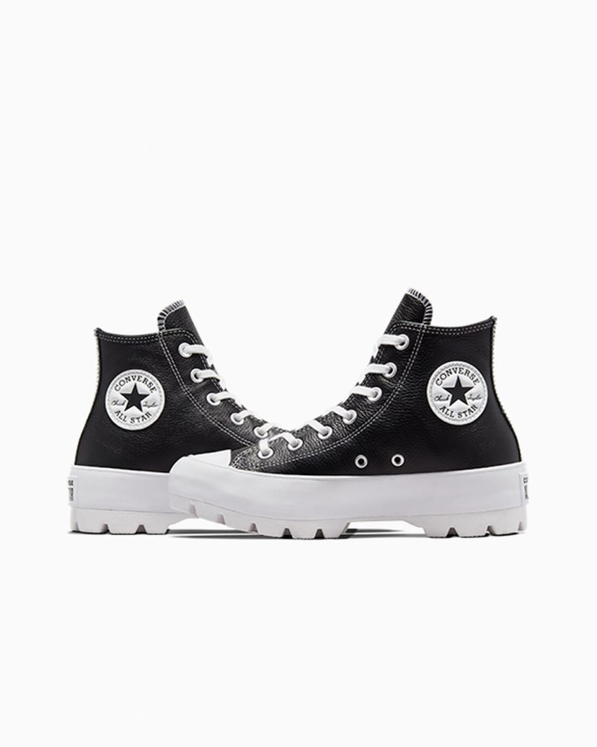 Tenisky Vysoke Converse Chuck Taylor All Star Lugged Kozene Damske Čierne Biele | SK K11NS59